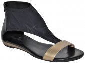 Štýlové kožené sandálky GRACE - čierno-zlaté