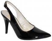 Elegantné kožené sandálky lak - čierne