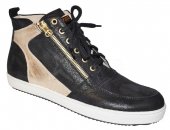 Kožené elegantno-športové topánky KATI - čierno-zlaté