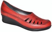 Kožená obuv na kline LANQIER - červené