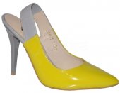 Štýlové kožené sandálky NEŚCIOR - žlto-šedé