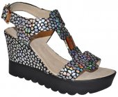 Dámske kožené sandálky PRIMA 9022 - čierno-strieborné