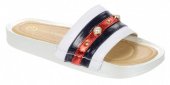 Dámske kožené vsuvky Olivia Shoes DSL 031 - 9788 - bielo modro červené