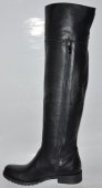 Dámske zateplené kožené čižmy PRIMA nad kolená - 10343 - čierne