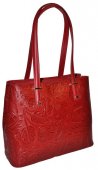 Dámska kožená kabelka 11247 - červená