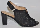 Dámske kožené sandálky 11501 - čierne