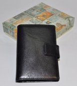 Dámska kožená peňaženka na karty a doklady - 11722 - čierna