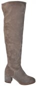 Dámske kožené zateplené čižmy nad kolená 11764 - béžové