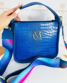 Dámska kožená štýlová kabelka Massimo Conti 11937 - parížska modrá