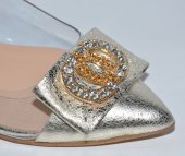 Dámske kožené transparentné balerínky Bizzarro 12012 - zlaté
