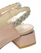 Dámske kožené sandálky Olivia Shoes 12043 - pudrové