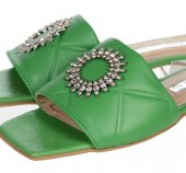 Dámske kožené vsuvky Olivia Shoes 12075 - zelené