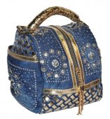 Dámska riflová kabelka Massimo Conti 12085 - modro zlatá