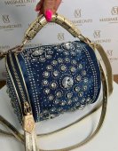 Dámska riflová kabelka Massimo Conti 12086 - modro zlatá