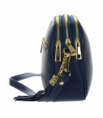 Dámska kožená kabelka 12195 - modrá