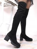 Dámske elastické čižmy nad kolená LaFi 12222 - čierne