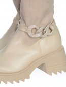 Dámske kožené čižmy Olivia Shoes nad kolená 11273 - béžové