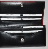 Dámska kožená peňaženka 12290 - čierno červená