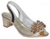 Dámske spoločenské sandálky SABATINA transparentné 12322 - zlaté