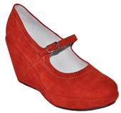 Kožené topánky na kline ANABELLE - červené